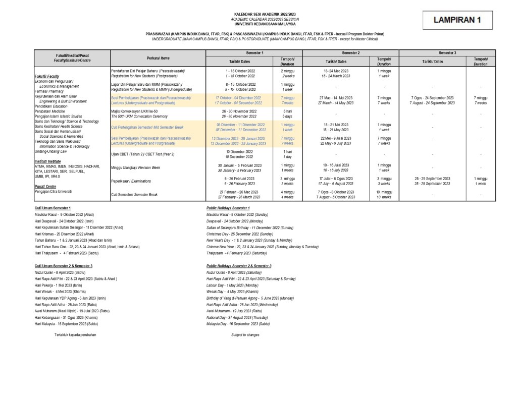 Picture of: Academic Calendar Postgraduate – Faculty of Law